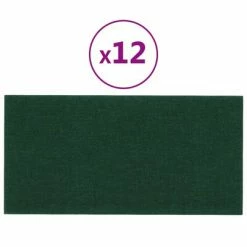 VidaXL Panneaux muraux 12 pcs Vert foncé 30x15 cm Tissu 0,54 m²