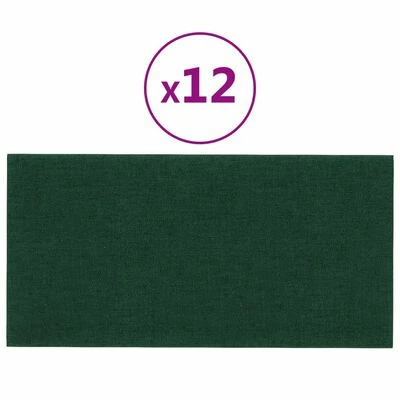 VidaXL Panneaux muraux 12 pcs Vert foncé 30x15 cm Tissu 0,54 m² 3 VidaXL Panneaux muraux 12 pcs Vert foncé 30x15 cm Tissu 0,54 m²