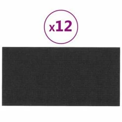 VidaXL Panneaux muraux 12 pcs Noir 30x15 cm Tissu 0,54 m²