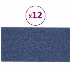 VidaXL Panneaux muraux 12 pcs Bleu 30x15 cm Tissu 0,54 m²