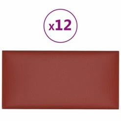VidaXL Panneaux muraux 12pcs Rouge bordeaux 30x15 cm Similicuir 0,54m²