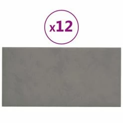 VidaXL Panneaux muraux 12 pcs Gris clair 30x15 cm Velours 0,54 m²