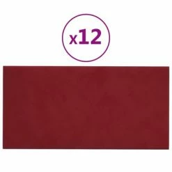 VidaXL Panneaux muraux 12 pcs Rouge bordeaux 30x15 cm Velours 0,54 m²