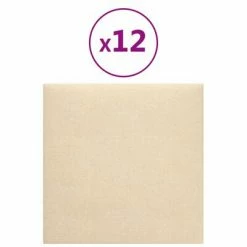 VidaXL Panneaux muraux 12 pcs Crème 30x30 cm Tissu 1,08 m²