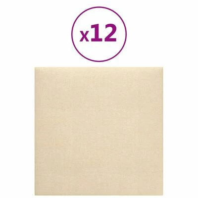 VidaXL Panneaux muraux 12 pcs Crème 30x30 cm Tissu 1,08 m² 3 VidaXL Panneaux muraux 12 pcs Crème 30x30 cm Tissu 1,08 m²