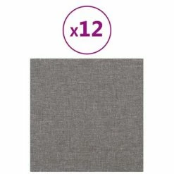VidaXL Panneaux muraux 12 pcs Gris clair 30x30 cm Tissu 1,08 m²