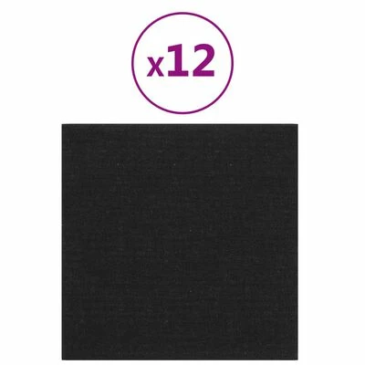 VidaXL Panneaux muraux 12 pcs Noir 30x30 cm Tissu 1,08 m² 3 VidaXL Panneaux muraux 12 pcs Noir 30x30 cm Tissu 1,08 m²