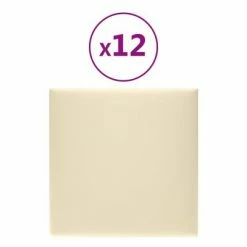 VidaXL Panneaux muraux 12 pcs Crème 30x30 cm Similicuir 1,08 m²