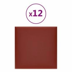 VidaXL Panneaux muraux 12pcs Rouge bordeaux 30x30cm Similicuir 1,08 m²