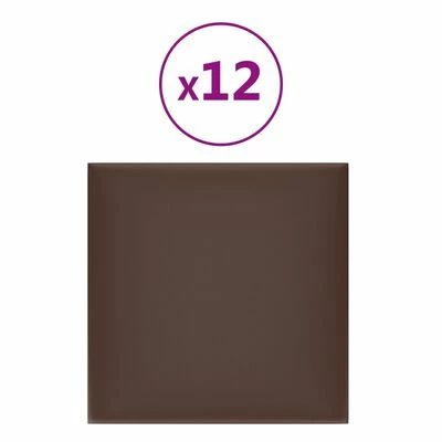 VidaXL Panneaux muraux 12 pcs Marron 30x30 cm Similicuir 1,08 m² 3 VidaXL Panneaux muraux 12 pcs Marron 30x30 cm Similicuir 1,08 m²