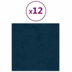 VidaXL Panneaux muraux 12 pcs Bleu 30x30 cm Velours 1,08 m²
