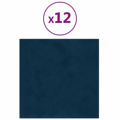 VidaXL Panneaux muraux 12 pcs Bleu 30x30 cm Velours 1,08 m² 3 VidaXL Panneaux muraux 12 pcs Bleu 30x30 cm Velours 1,08 m²