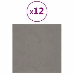 VidaXL Panneaux muraux 12 pcs Gris clair 30x30 cm Velours 1,08 m²