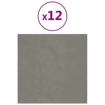 VidaXL Panneaux muraux 12 pcs Gris clair 30x30 cm Velours 1,08 m² 3 VidaXL Panneaux muraux 12 pcs Gris clair 30x30 cm Velours 1,08 m²