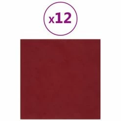 VidaXL Panneaux muraux 12 pcs Rouge bordeaux 30x30 cm Velours 1,08 m²