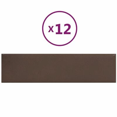 VidaXL Panneaux muraux 12 pcs Marron 60x15 cm Similicuir 1,08 m² 2 VidaXL Panneaux muraux 12 pcs Marron 60x15 cm Similicuir 1,08 m²