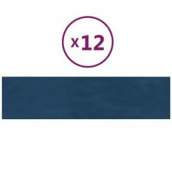 VidaXL Panneaux muraux 12 pcs Bleu 60x15 cm Velours 1,08 m²