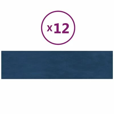 VidaXL Panneaux muraux 12 pcs Bleu 60x15 cm Velours 1,08 m² 3 VidaXL Panneaux muraux 12 pcs Bleu 60x15 cm Velours 1,08 m²
