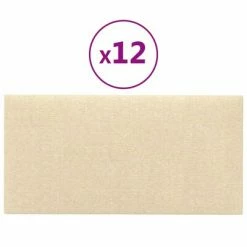 VidaXL Panneaux muraux 12 pcs Crème 60x30 cm Tissu 2,16 m²