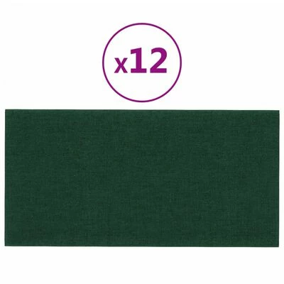VidaXL Panneaux muraux 12 pcs Vert foncé 60x30 cm Tissu 2,16 m² 3 VidaXL Panneaux muraux 12 pcs Vert foncé 60x30 cm Tissu 2,16 m²