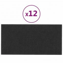 VidaXL Panneaux muraux 12 pcs Noir 60x30 cm Tissu 2,16 m²