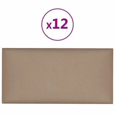 VidaXL Panneaux muraux 12 pcs Cappuccino 60x30 cm Similicuir 2,16 m² 2 VidaXL Panneaux muraux 12 pcs Cappuccino 60x30 cm Similicuir 2,16 m²