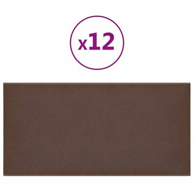 VidaXL Panneaux muraux 12 pcs Marron 60x30 cm Similicuir 2,16 m² 3 VidaXL Panneaux muraux 12 pcs Marron 60x30 cm Similicuir 2,16 m²