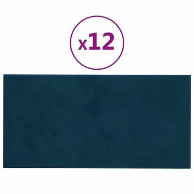 VidaXL Panneaux muraux 12 pcs Bleu 60x30 cm Velours 2,16 m² 3 VidaXL Panneaux muraux 12 pcs Bleu 60x30 cm Velours 2,16 m²