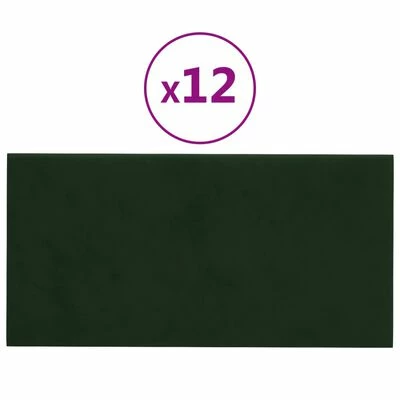 VidaXL Panneaux muraux 12 pcs Vert foncé 60x30 cm Velours 2,16 m² 3 VidaXL Panneaux muraux 12 pcs Vert foncé 60x30 cm Velours 2,16 m²