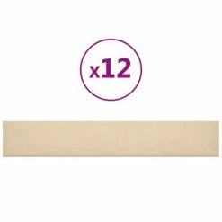 VidaXL Panneaux muraux 12 pcs Crème 90x15 cm Tissu 1,62 m²