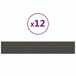 VidaXL Panneaux muraux 12 pcs Gris foncé 90x15 cm Tissu 1,62 m²