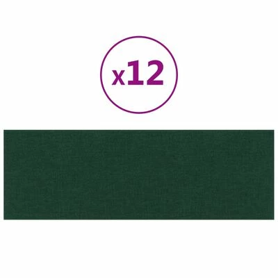VidaXL Panneaux muraux 12 pcs Vert foncé 90x30 cm Tissu 3,24 m² 3 VidaXL Panneaux muraux 12 pcs Vert foncé 90x30 cm Tissu 3,24 m²