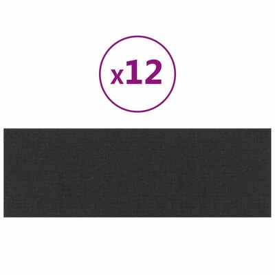 VidaXL Panneaux muraux 12 pcs Noir 90x30 cm Tissu 3,24 m² 3 VidaXL Panneaux muraux 12 pcs Noir 90x30 cm Tissu 3,24 m²