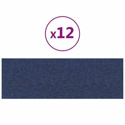 VidaXL Panneaux muraux 12 pcs Bleu 90x30 cm Tissu 3,24 m² 3 VidaXL Panneaux muraux 12 pcs Bleu 90x30 cm Tissu 3,24 m²