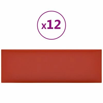 VidaXL Panneaux muraux 12 pcs Rouge 90x30 cm Similicuir 3,24 m² 3 VidaXL Panneaux muraux 12 pcs Rouge 90x30 cm Similicuir 3,24 m²