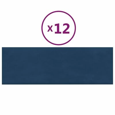 VidaXL Panneaux muraux 12 pcs Bleu 90x30 cm Velours 3,24 m² 3 VidaXL Panneaux muraux 12 pcs Bleu 90x30 cm Velours 3,24 m²