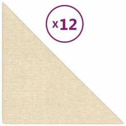 VidaXL Panneaux muraux 12 pcs Crème 30x30 cm Tissu 1,08 m²