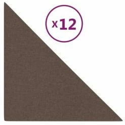 VidaXL Panneaux muraux 12 pcs Marron 30x30 cm Tissu 1,08 m²