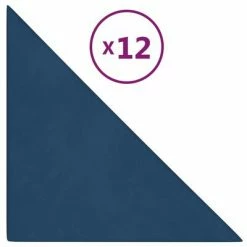 VidaXL Panneaux muraux 12 pcs Bleu 30x30 cm Velours 1,08 m²