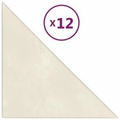 VidaXL Panneaux muraux 12 pcs Crème 30x30 cm Velours 1,08 m²