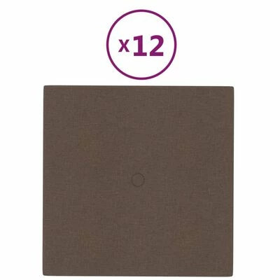 VidaXL Panneaux muraux 12 pcs Marron 30x30 cm Tissu 1,08 m² 3 VidaXL Panneaux muraux 12 pcs Marron 30x30 cm Tissu 1,08 m²