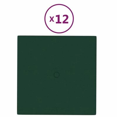 VidaXL Panneaux muraux 12 pcs Vert foncé 30x30 cm Tissu 1,08 m² 3 VidaXL Panneaux muraux 12 pcs Vert foncé 30x30 cm Tissu 1,08 m²