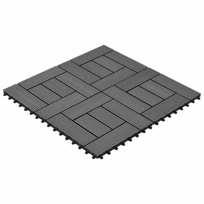 VidaXL Carreaux de terrasse 30x30 cm 11 pcs Gris WPC 1 m2 4 VidaXL Carreaux de terrasse 30x30 cm 11 pcs Gris WPC 1 m2 – Image 2