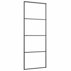 VidaXL Porte coulissante Aluminium et verre ESG 76x205 cm Noir -Matériaux de construction Soldes image 3 149479