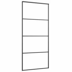 VidaXL Porte coulissante Aluminium et verre ESG 90x205 cm Noir -Matériaux de construction Soldes image 3 149480