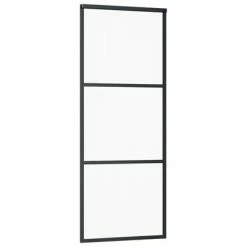 VidaXL Porte coulissante Verre ESG et aluminium 76x205 cm Noir 9 VidaXL Porte coulissante Verre ESG et aluminium 76x205 cm Noir -Matériaux de construction Soldes image 3 151008