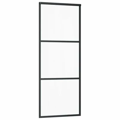 VidaXL Porte coulissante Verre ESG et aluminium 76x205 cm Noir 5 VidaXL Porte coulissante Verre ESG et aluminium 76x205 cm Noir – Image 3