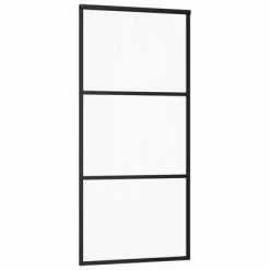 VidaXL Porte coulissante Verre ESG et aluminium 90x205 cm Noir -Matériaux de construction Soldes image 3 151009