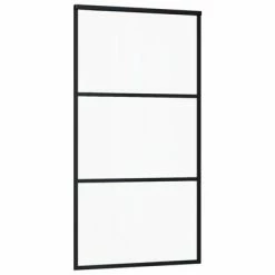 VidaXL Porte coulissante Verre ESG et aluminium 102x205 cm Noir -Matériaux de construction Soldes image 3 151010