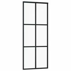 VidaXL Porte coulissante Verre ESG et aluminium 76x205 cm Noir 9 VidaXL Porte coulissante Verre ESG et aluminium 76x205 cm Noir -Matériaux de construction Soldes image 3 151011
